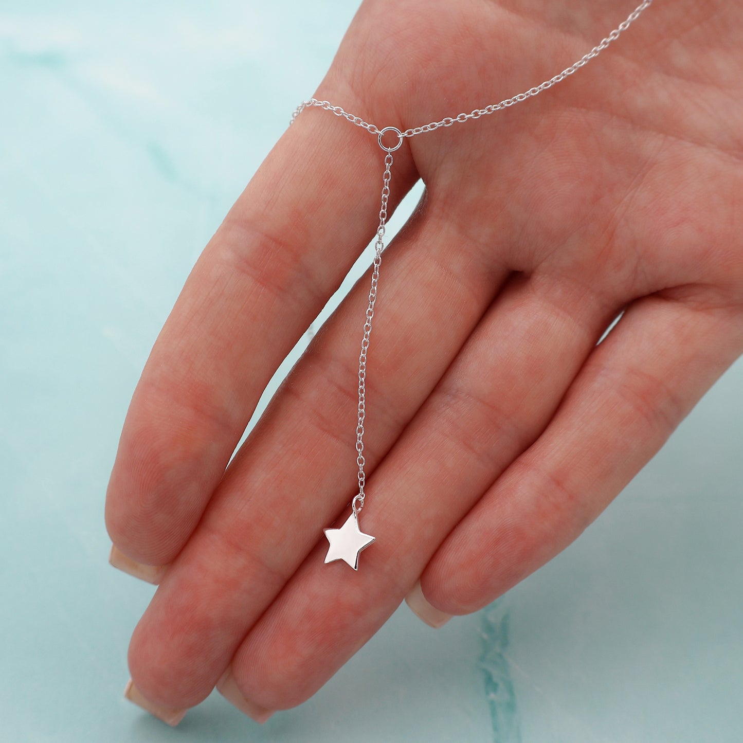 Necklace with Circle Pendant and 5 cm Extension Chain with Star Charm