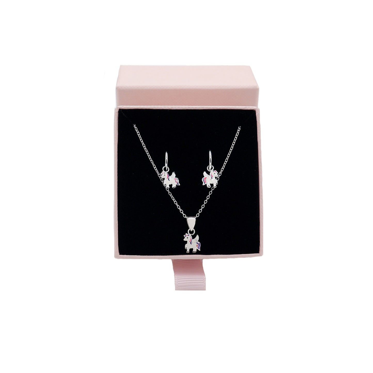 White Unicorn Necklace & Earrings Set