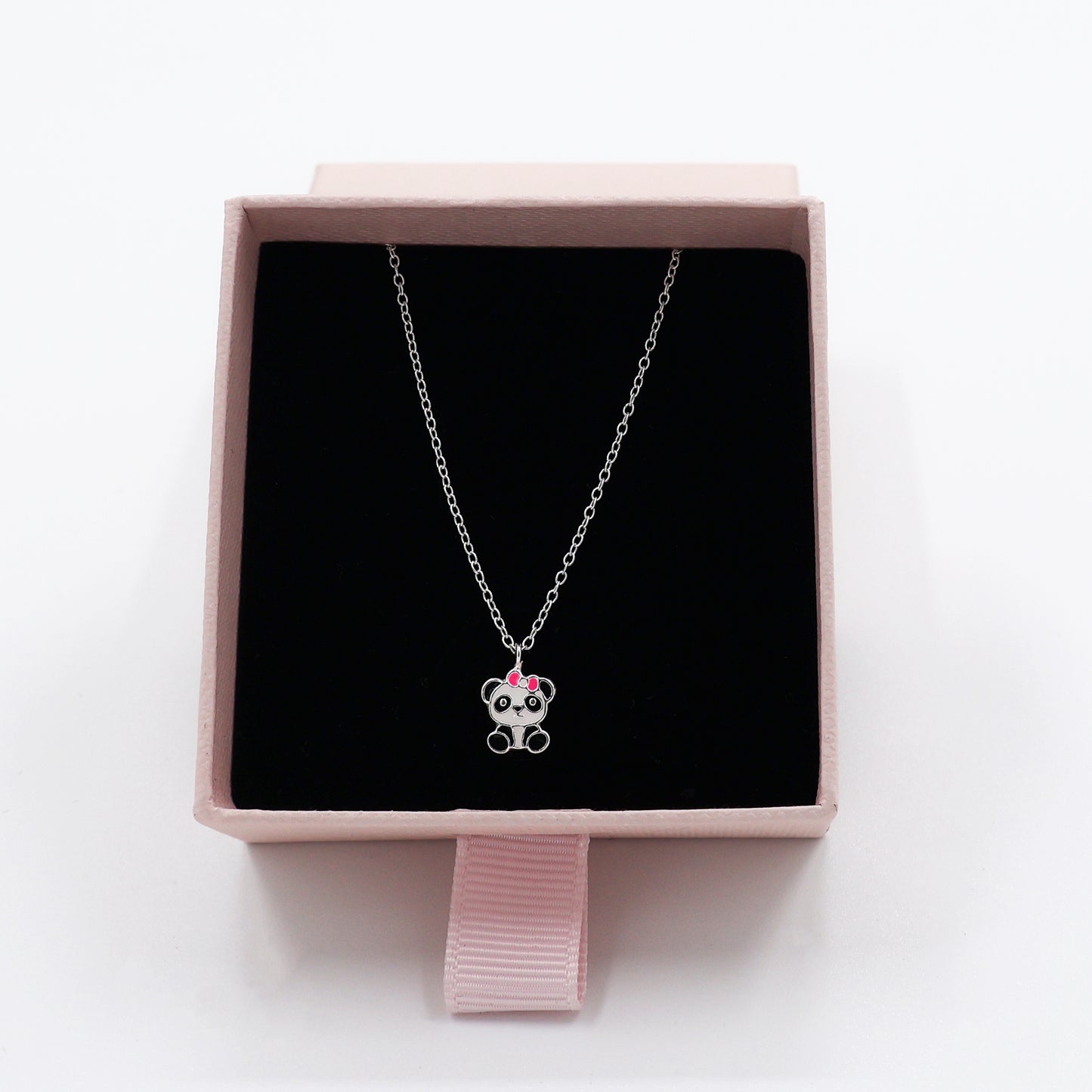 Children’s 925 Sterling Silver Panda Necklace with Bow – Adorable Design, Anti-Tarnish Finish