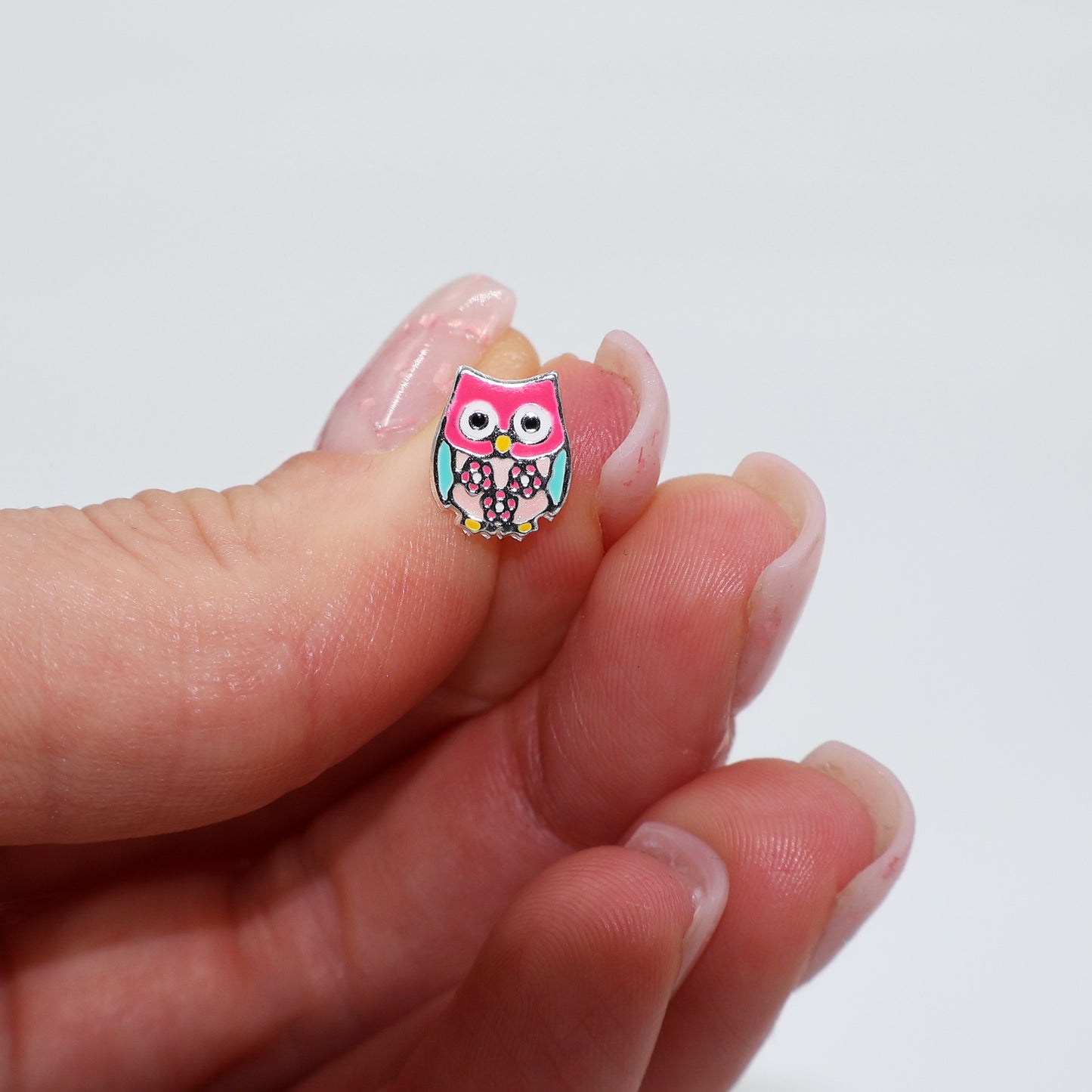 925 Sterling Silver Owl Stud Earrings for Kids with Multicolor Design and Anti-Tarnish Coating