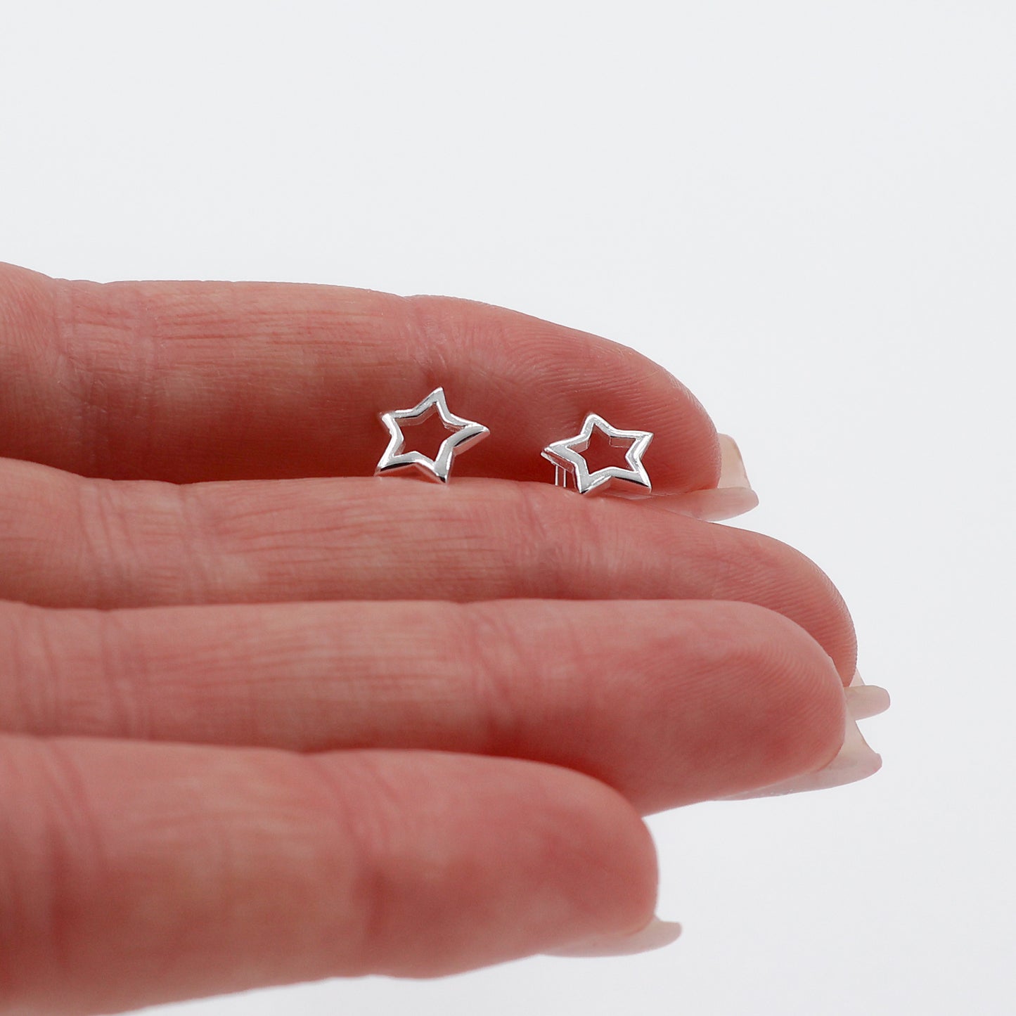 Star Outline Earrings in 925 Silver with Screw Back