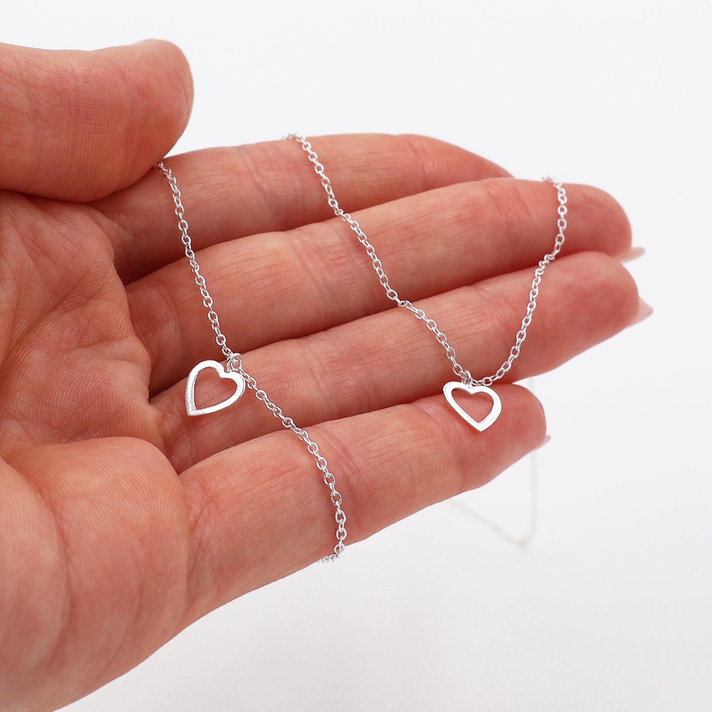 Elegant 925 Sterling Silver Necklace & Bracelet Set with Heart Contour Pendant