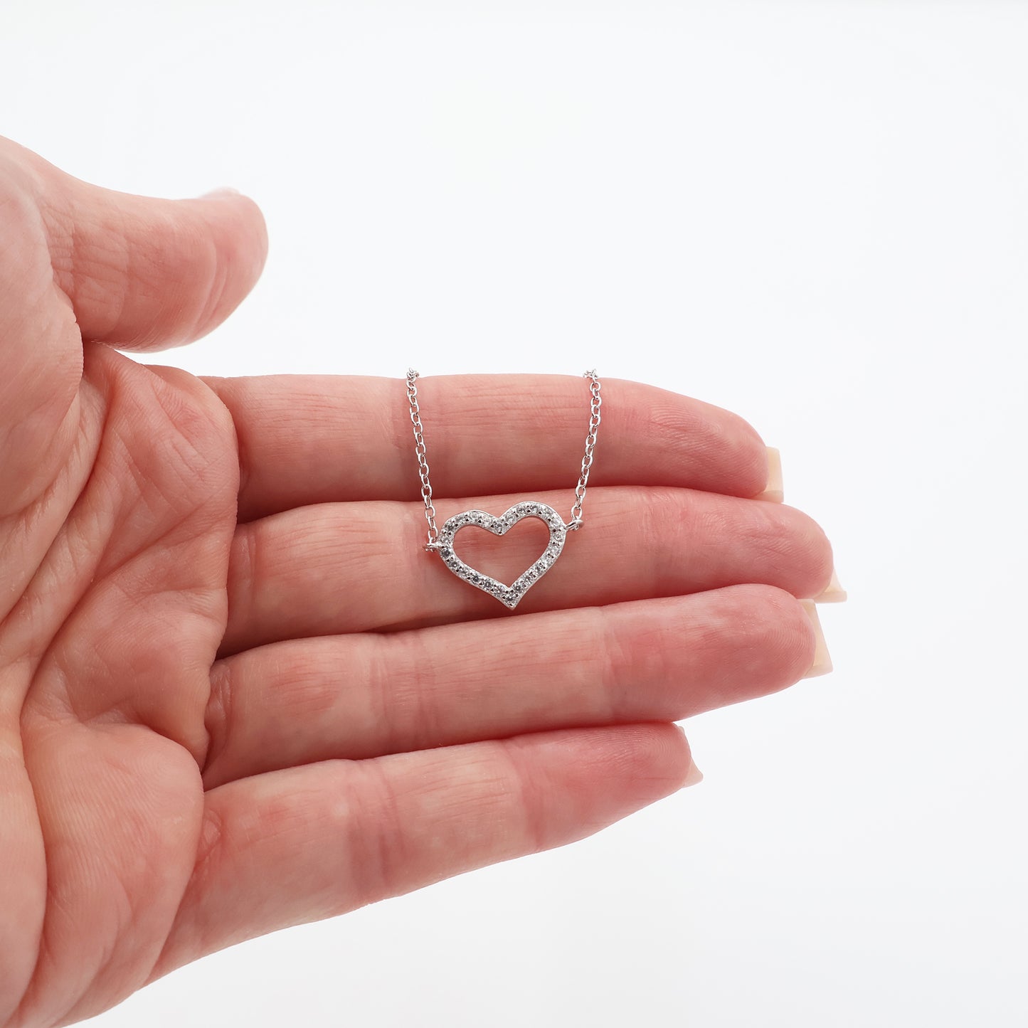 925 Sterling Silver Bracelet with Full White Zircon Heart