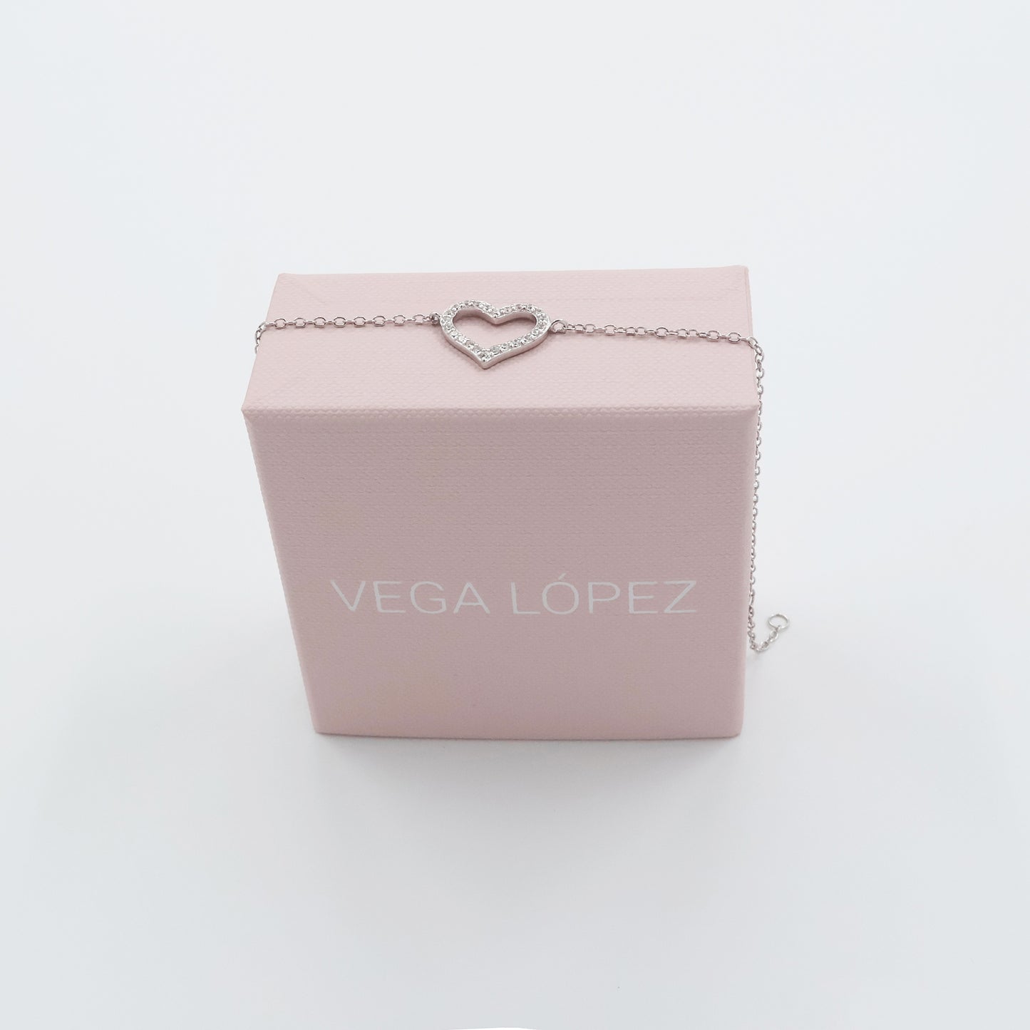 925 Sterling Silver Bracelet with Full White Zircon Heart