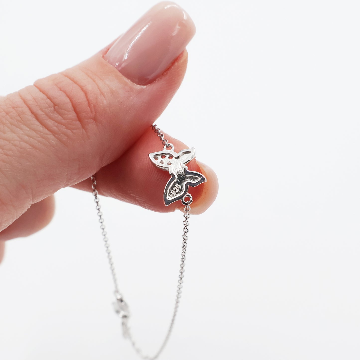 Brățară din Argint 925 placată cu Rodiu, cu fluturaș și zirconii albe