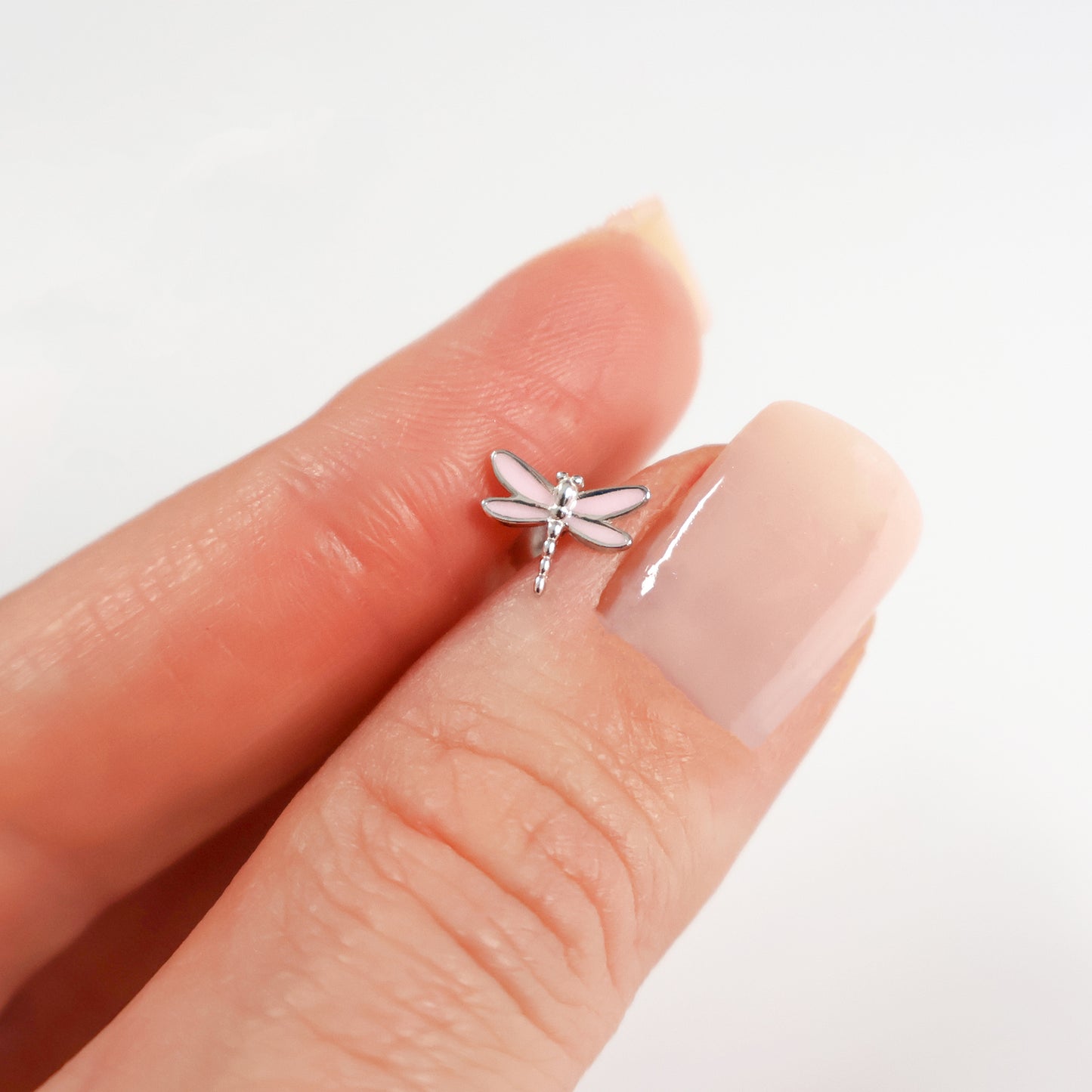 925 Sterling Silver Rhodium-Plated Dragonfly Stud Earrings with Screw-Back Closure