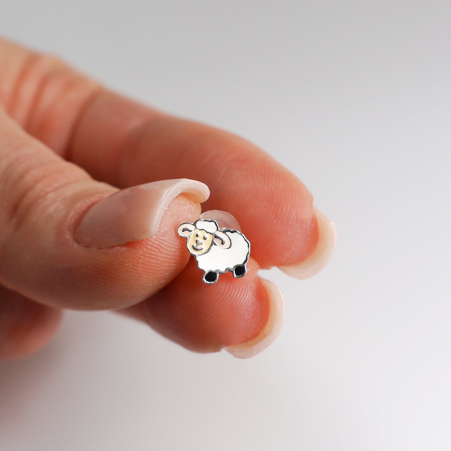 925 Sterling Silver Sheep Stud Earrings for Girls – Cute Animal Earrings with Silicone Safety Back