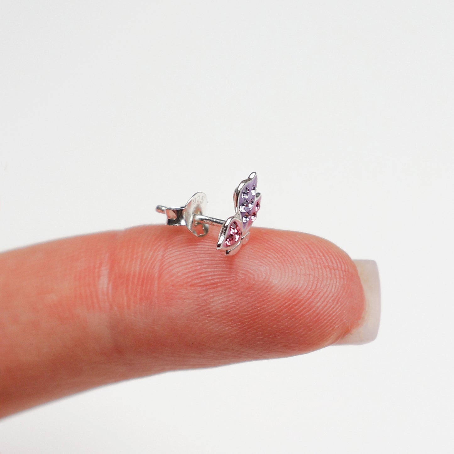 925 Sterling Silver Butterfly Earrings for Girls – Colorful Crystal Gift for Children