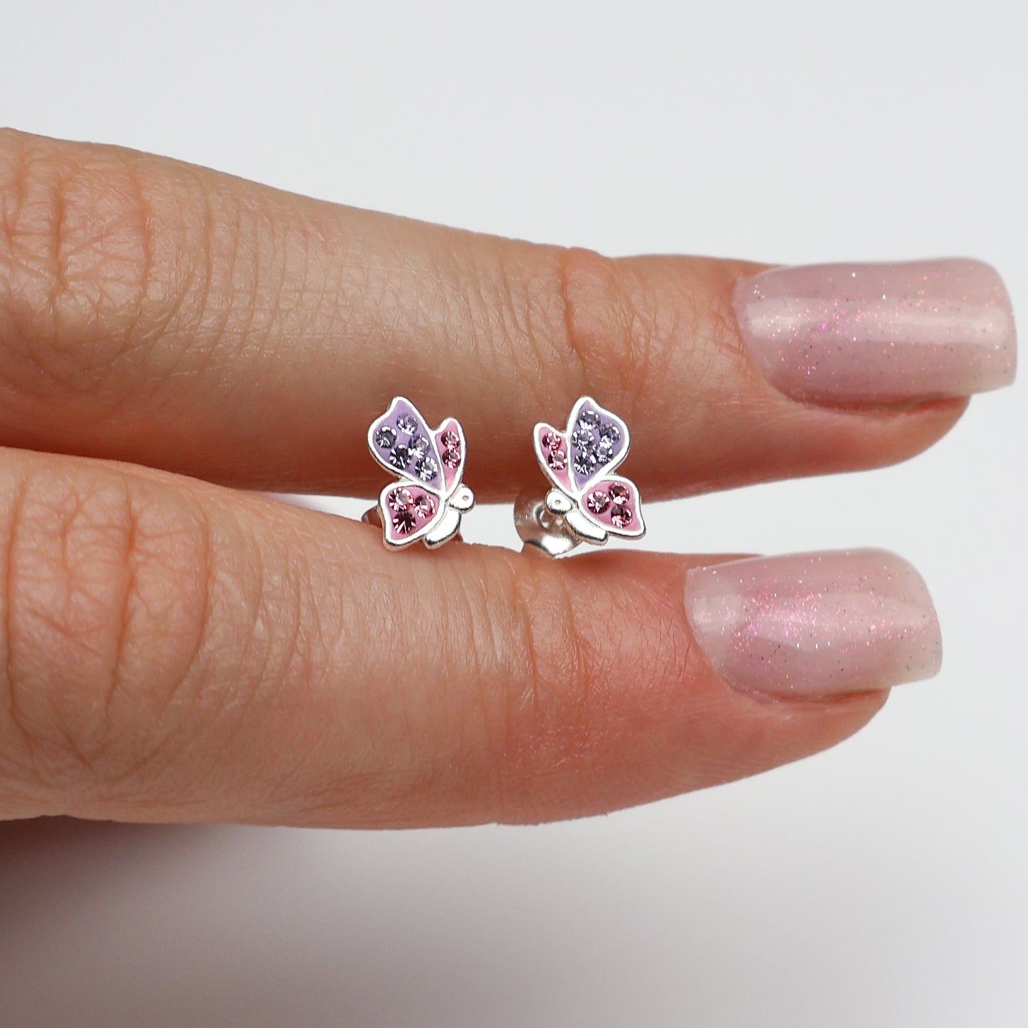925 Sterling Silver Butterfly Earrings for Girls – Colorful Crystal Gift for Children