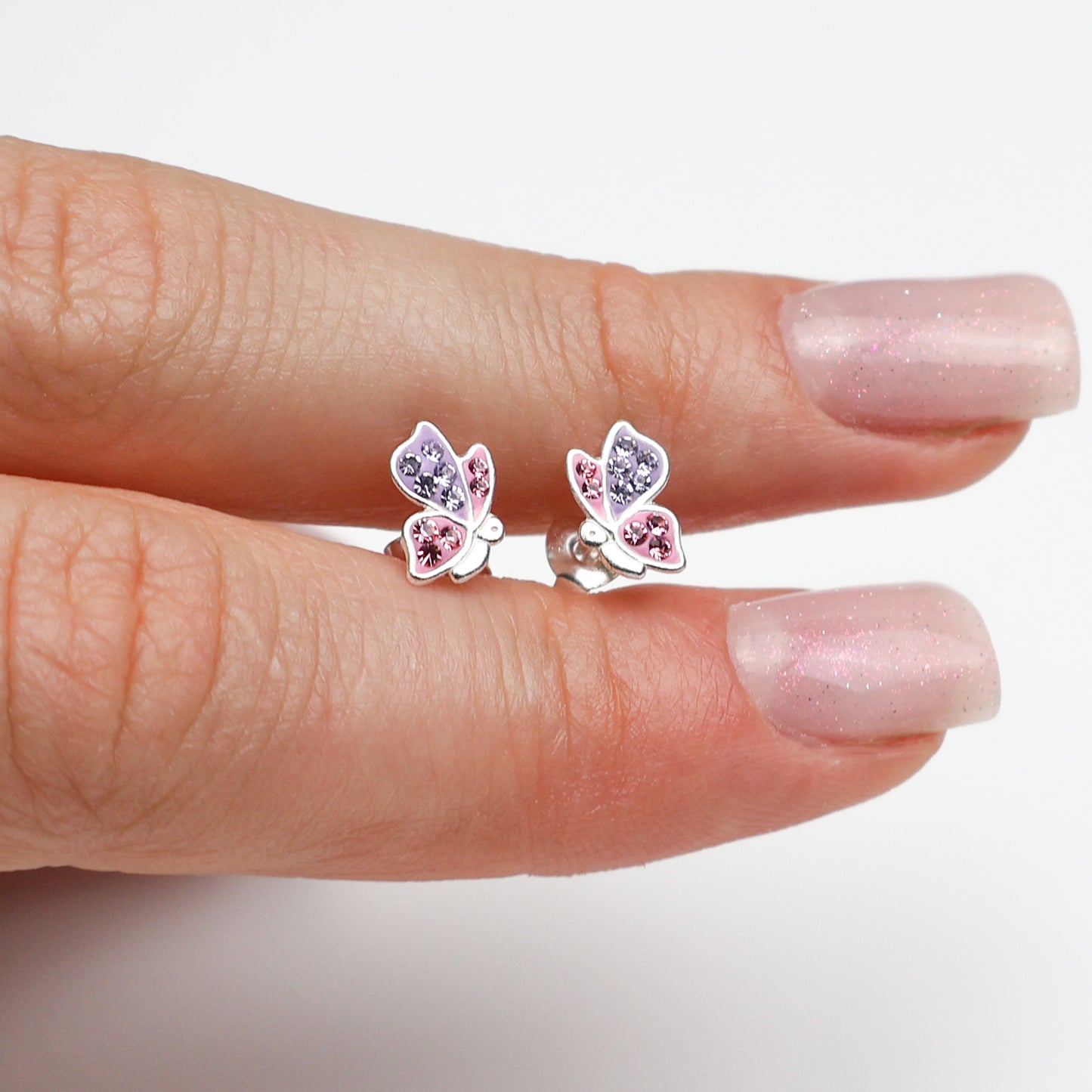 925 Sterling Silver Butterfly Earrings for Girls – Colorful Crystal Gift for Children