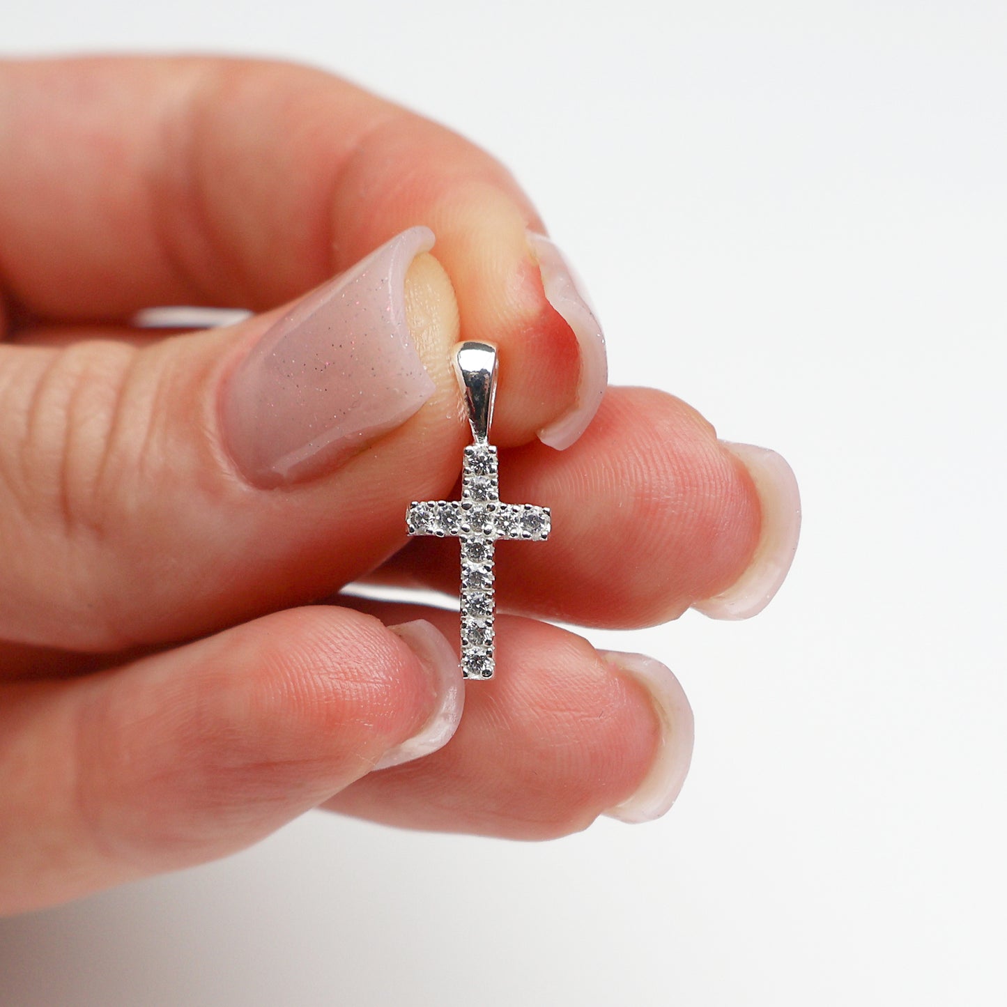 Silver Necklace with Cross Pendant and Zirconia – Gift for Women