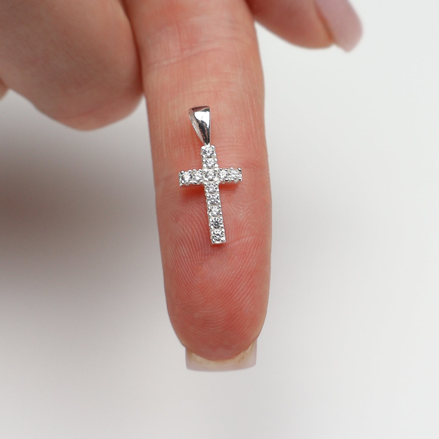 Silver Necklace with Cross Pendant and Zirconia – Gift for Women