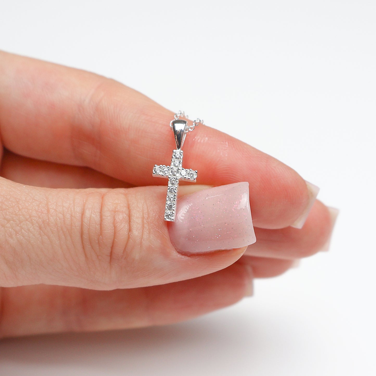 Silver Necklace with Cross Pendant and Zirconia – Gift for Women