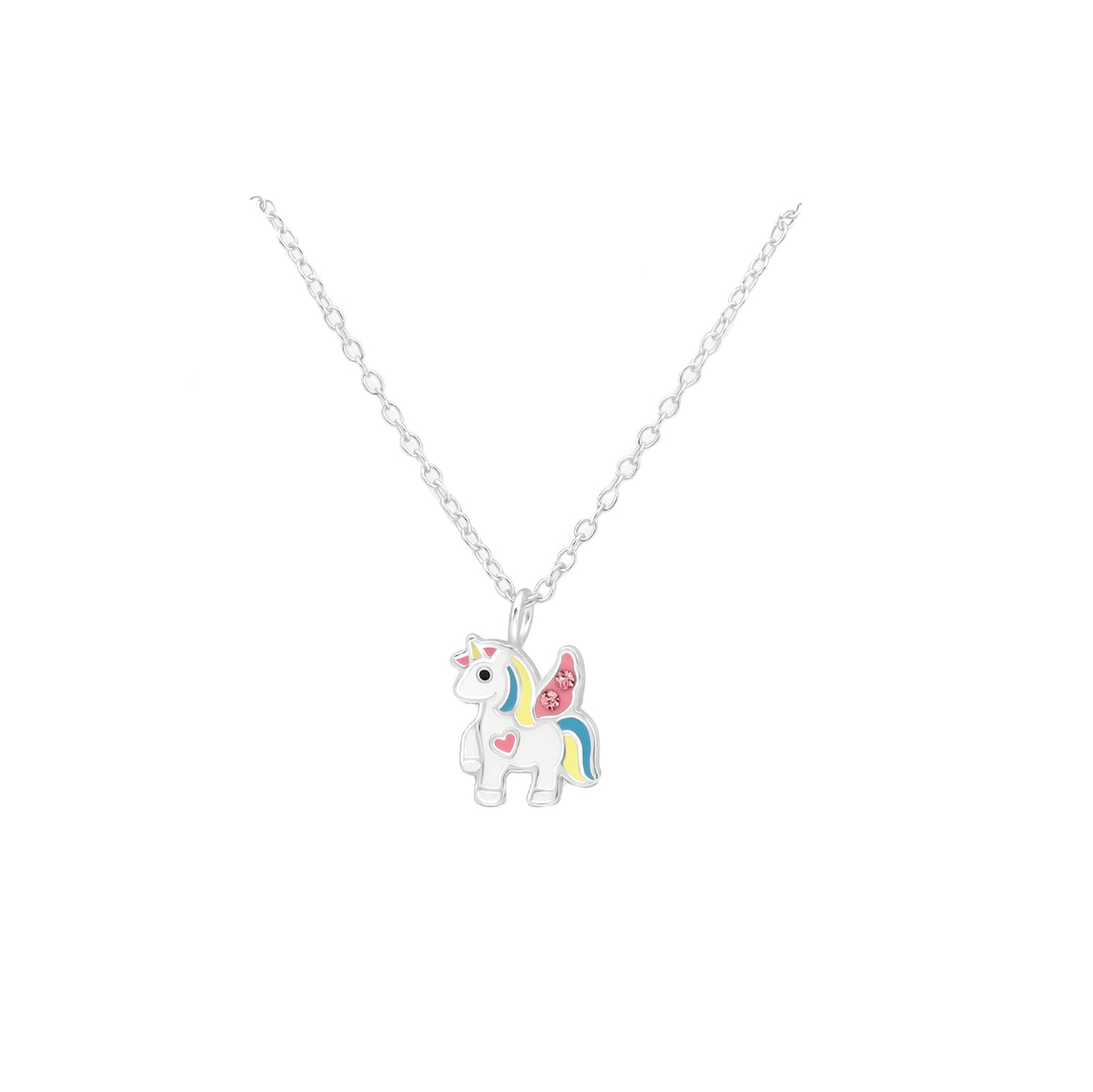 Sterling Silver Unicorn Necklace with Sparkling crystals - for Kids