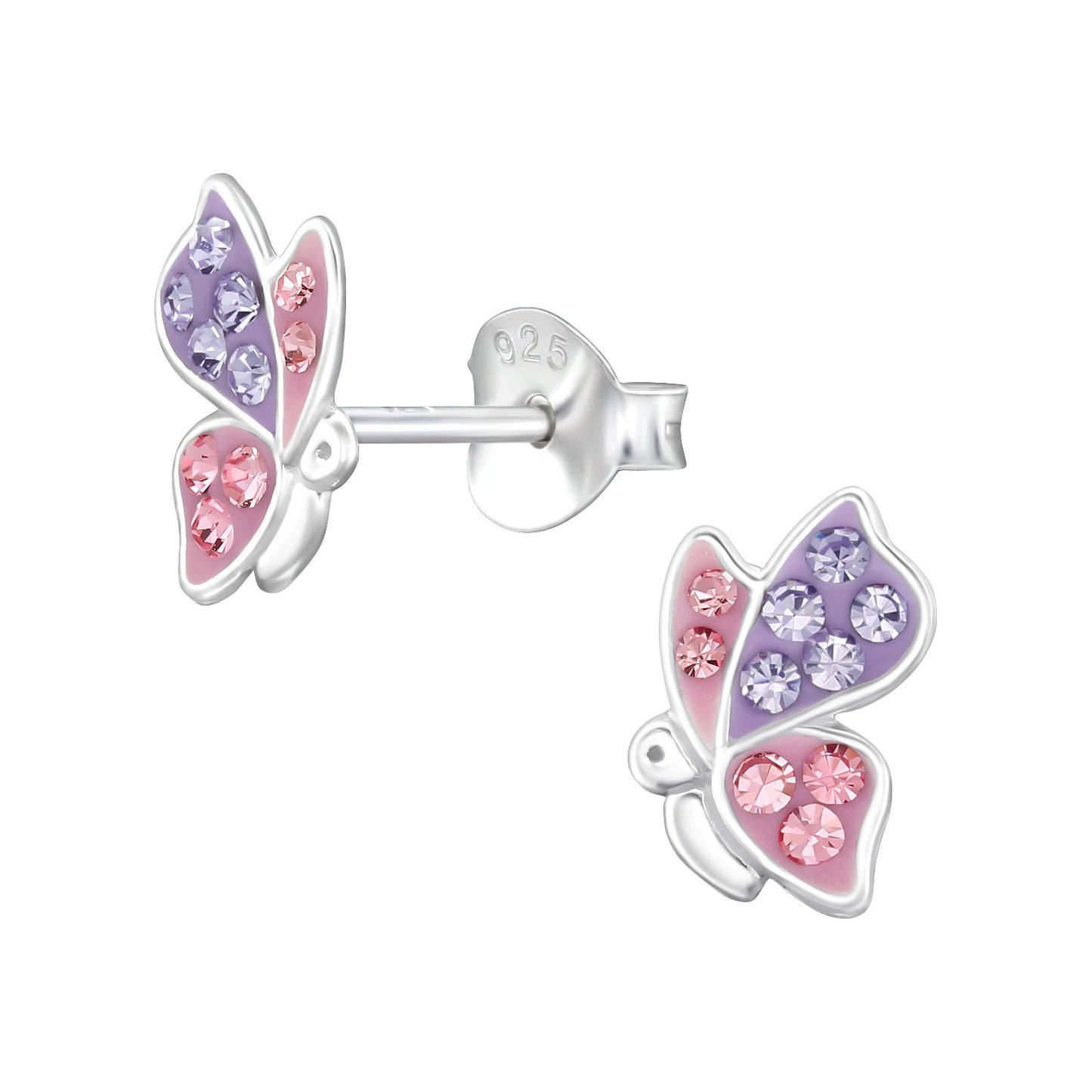 925 Sterling Silver Butterfly Earrings for Girls – Colorful Crystal Gift for Children