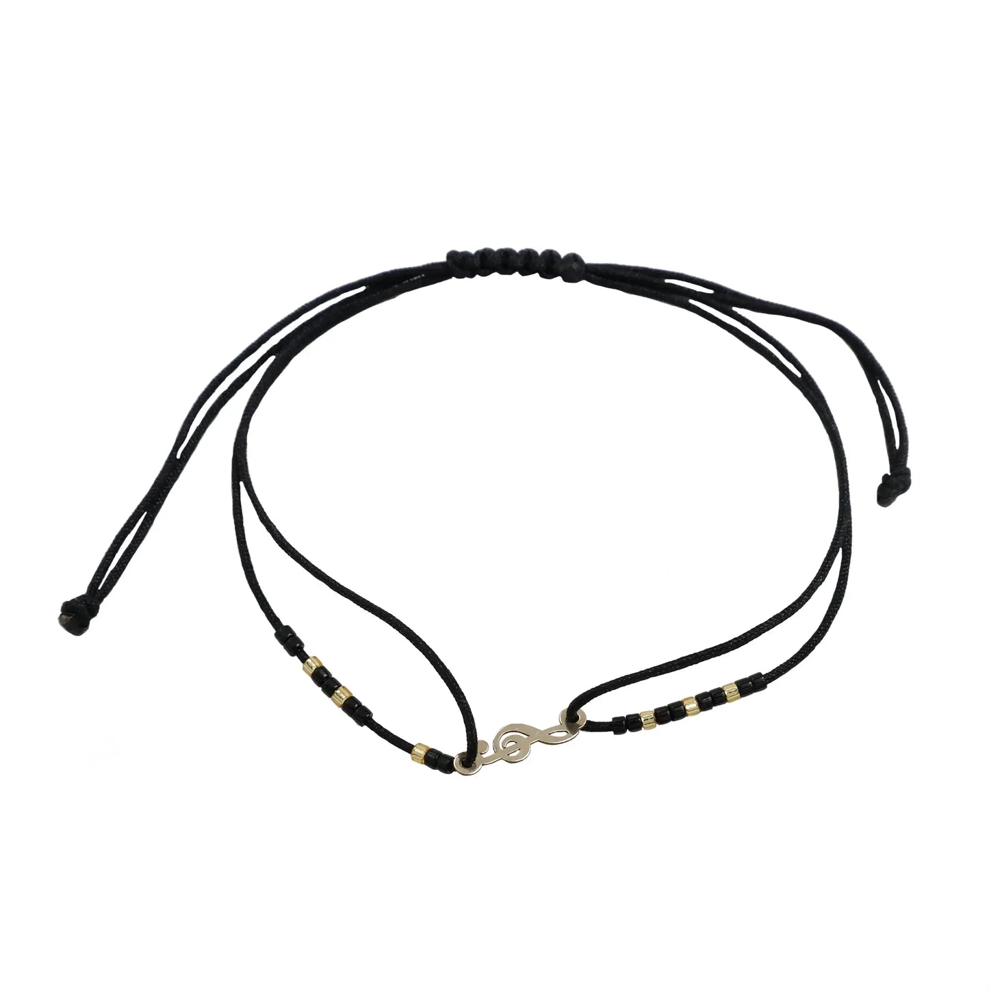 Bracelet with 14K solid gold treble clef pendant and Miyuki beads Vega Lopez