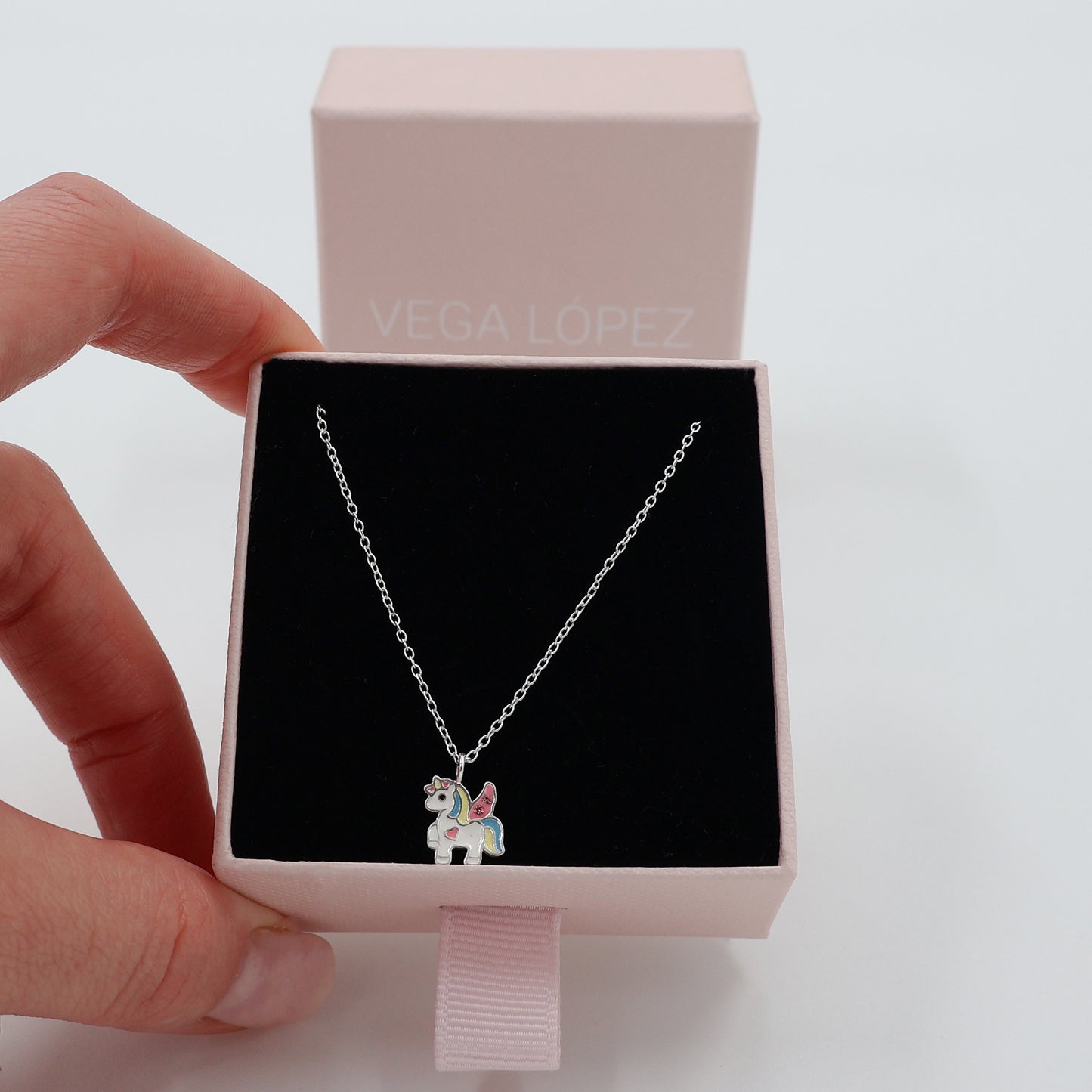 Sterling Silver Unicorn Necklace with Sparkling crystals - for Kids