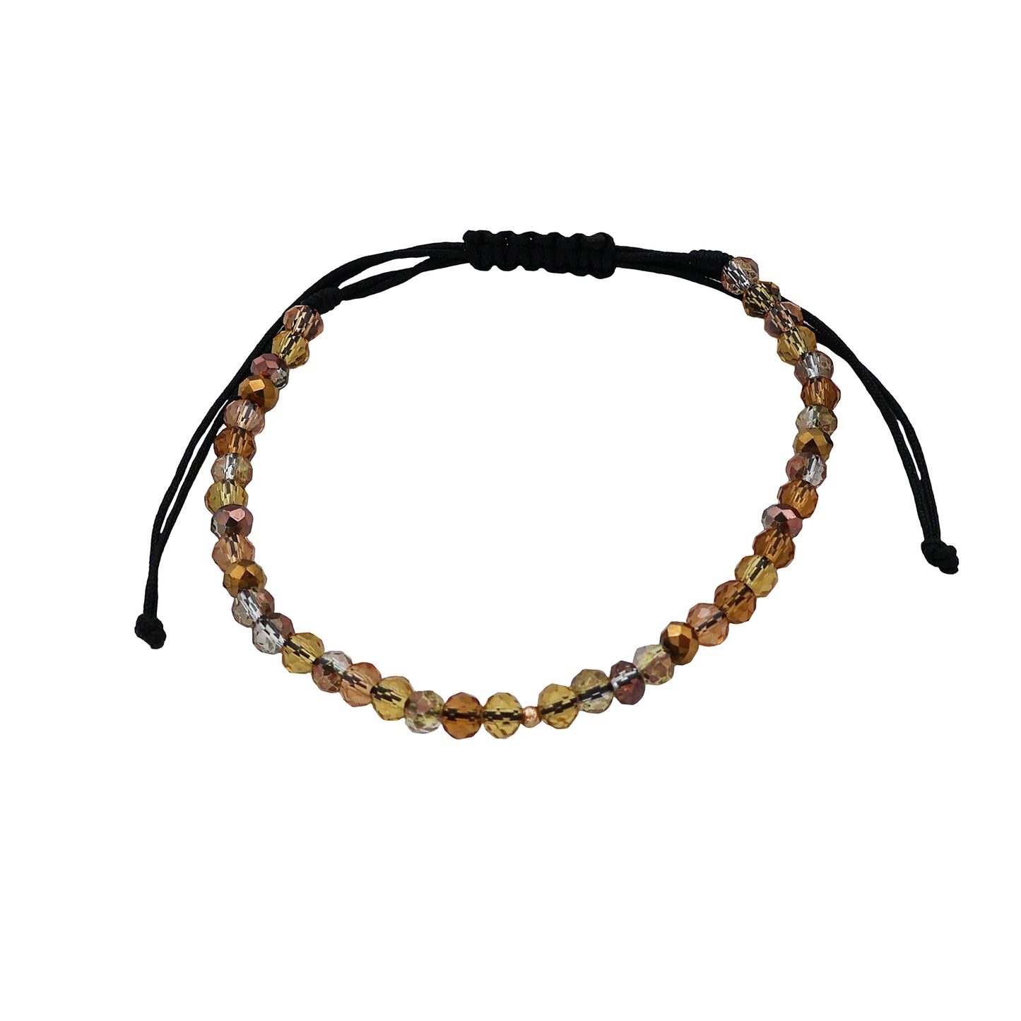 Bracelet with 1 textured bead of 14K solid gold and multicolored browns faceted crystals Vega Lopez