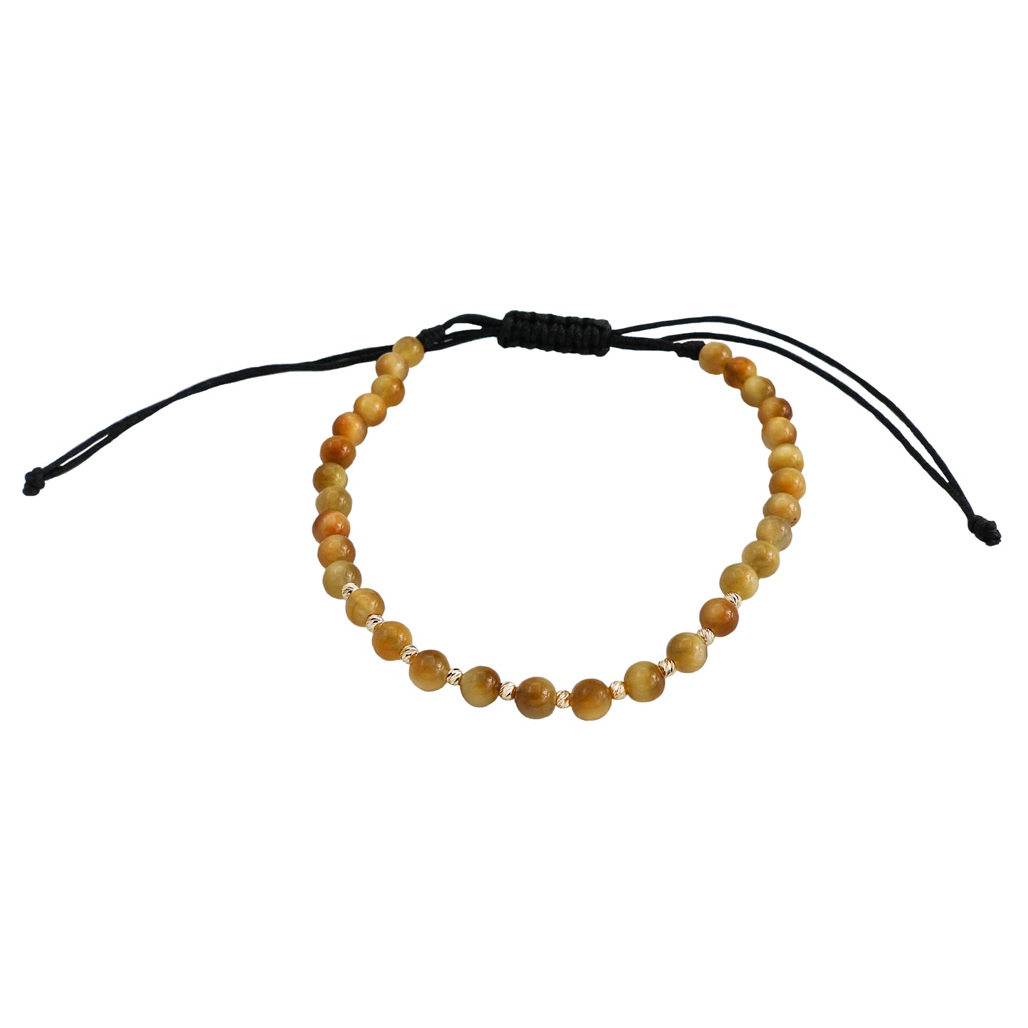 Bracelet with semiprecious agate cat eye stones and 10 beads of 14K solid gold Vega Lopez