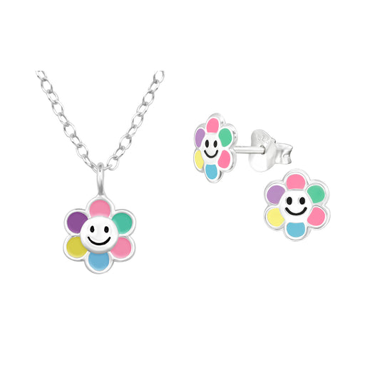 Smiling Flower Necklace & Earring Set