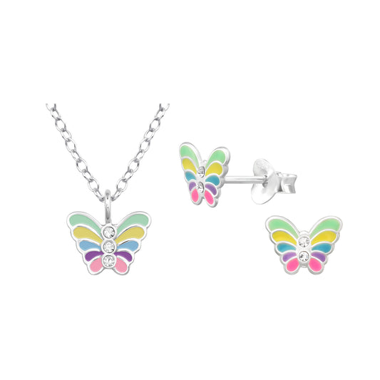 Butterfly Necklace & Earring with Zirconia Set