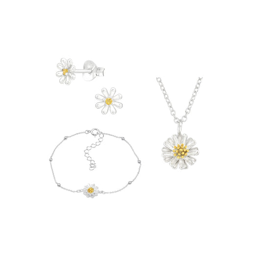 Daisy Necklace, Earrings and Bracelet Set